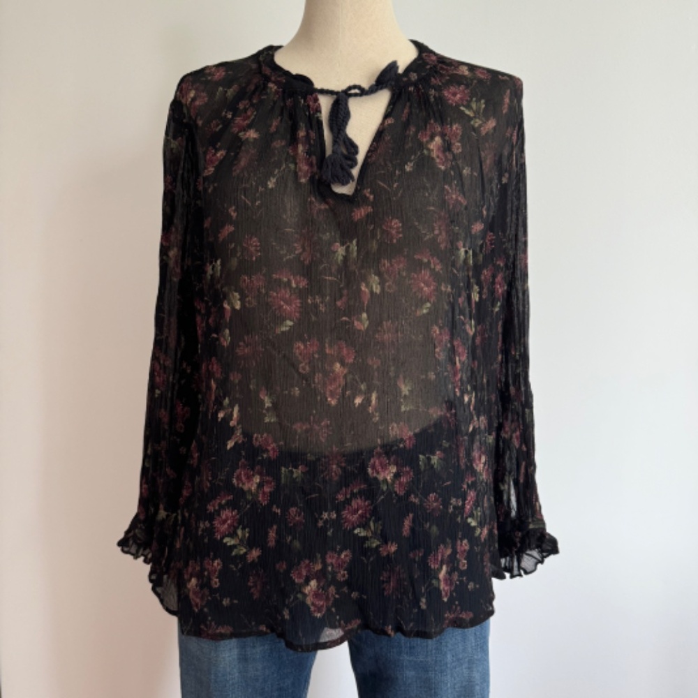 Polo Ralph Lauren - Black Sheer Floral Top